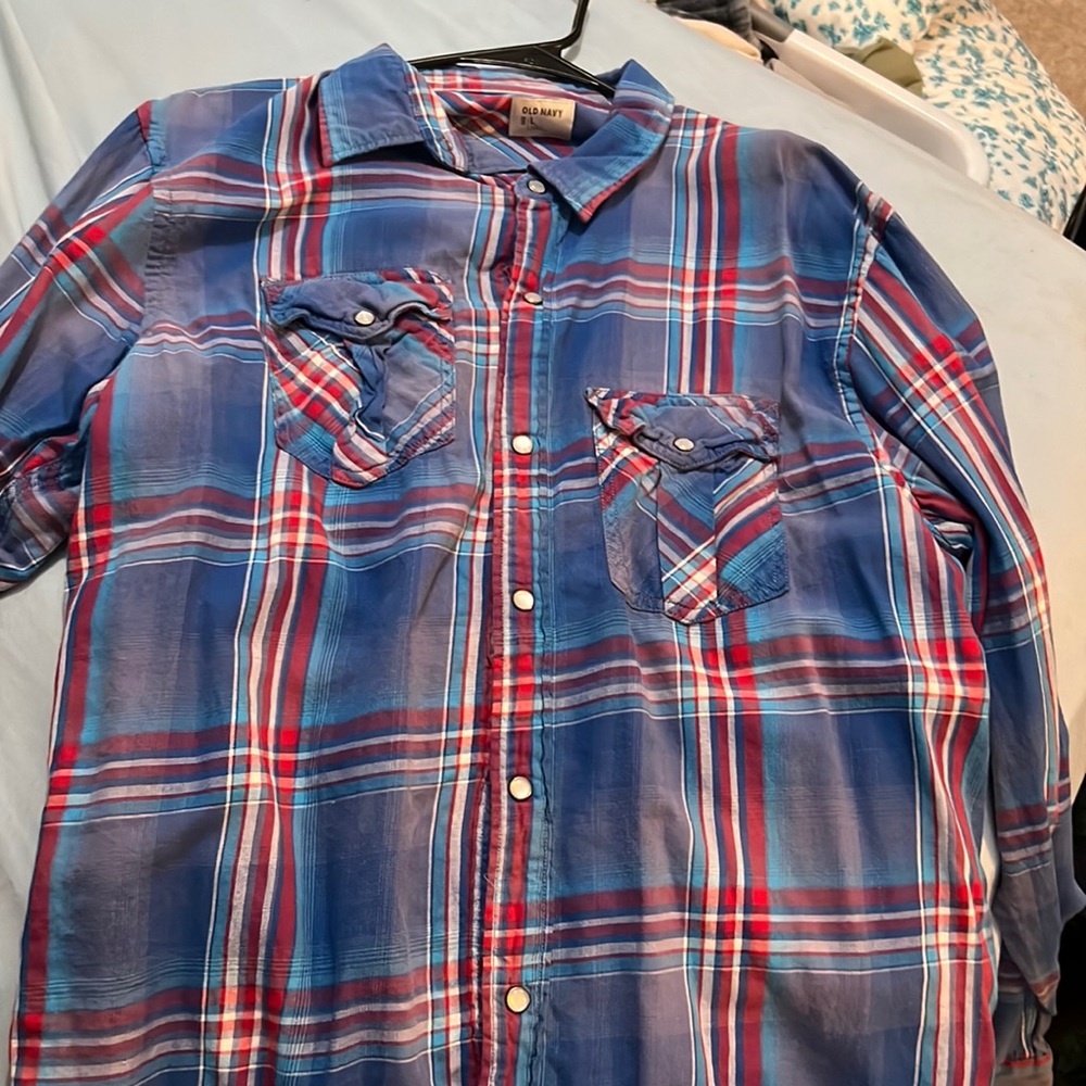 Old navy large pearl snap flannel